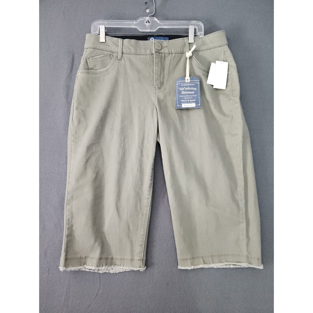 Democracy Ab Solution Skimmer  Capri Jeans Women's Size 16W Green Fringe Hem NWT
